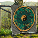 Green And Gold Chinese Zodiac Print Quilt