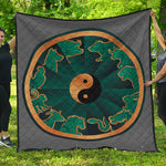 Green And Gold Chinese Zodiac Print Quilt