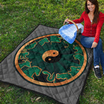 Green And Gold Chinese Zodiac Print Quilt