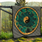 Green And Gold Chinese Zodiac Print Quilt