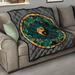 Green And Gold Chinese Zodiac Print Quilt