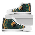 Green And Gold Chinese Zodiac Print White High Top Sneakers