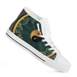 Green And Gold Chinese Zodiac Print White High Top Shoes