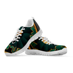 Green And Gold Chinese Zodiac Print White Sneakers