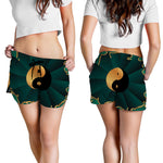 Green And Gold Chinese Zodiac Print Women's Shorts
