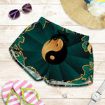 Green And Gold Chinese Zodiac Print Women's Shorts