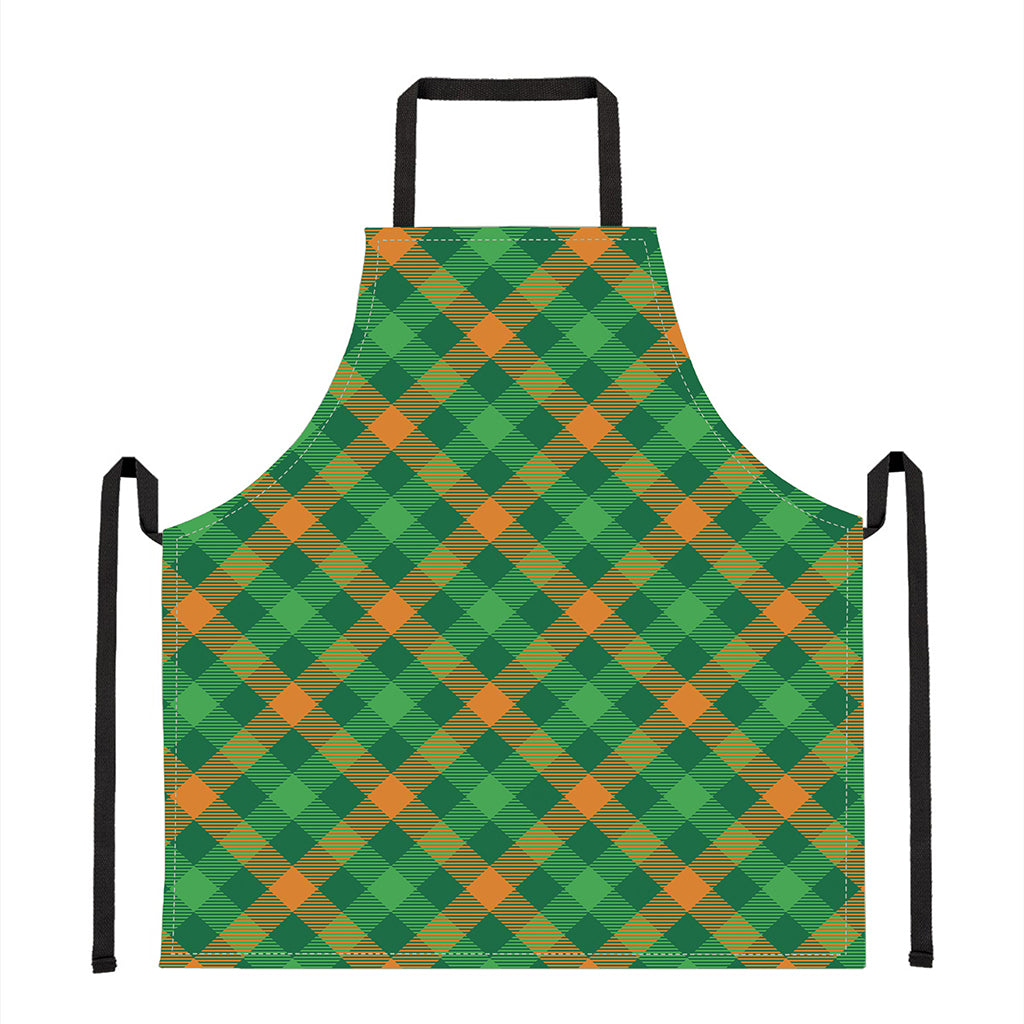 Green And Orange Buffalo Plaid Print Apron