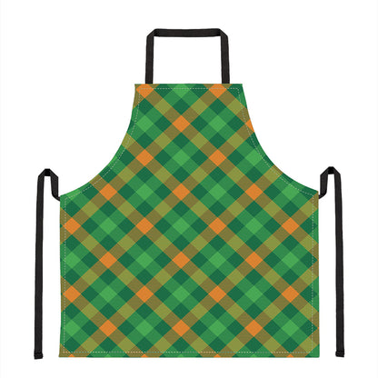 Green And Orange Buffalo Plaid Print Apron