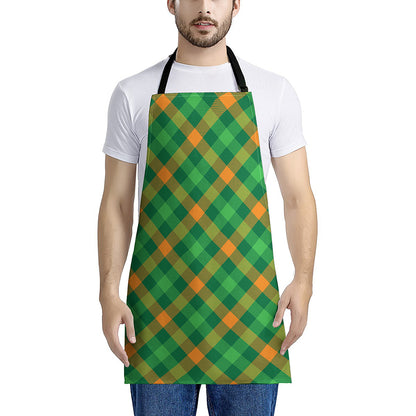 Green And Orange Buffalo Plaid Print Apron