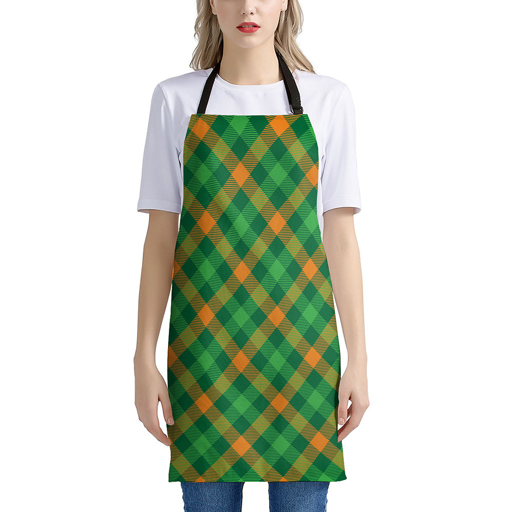 Green And Orange Buffalo Plaid Print Apron