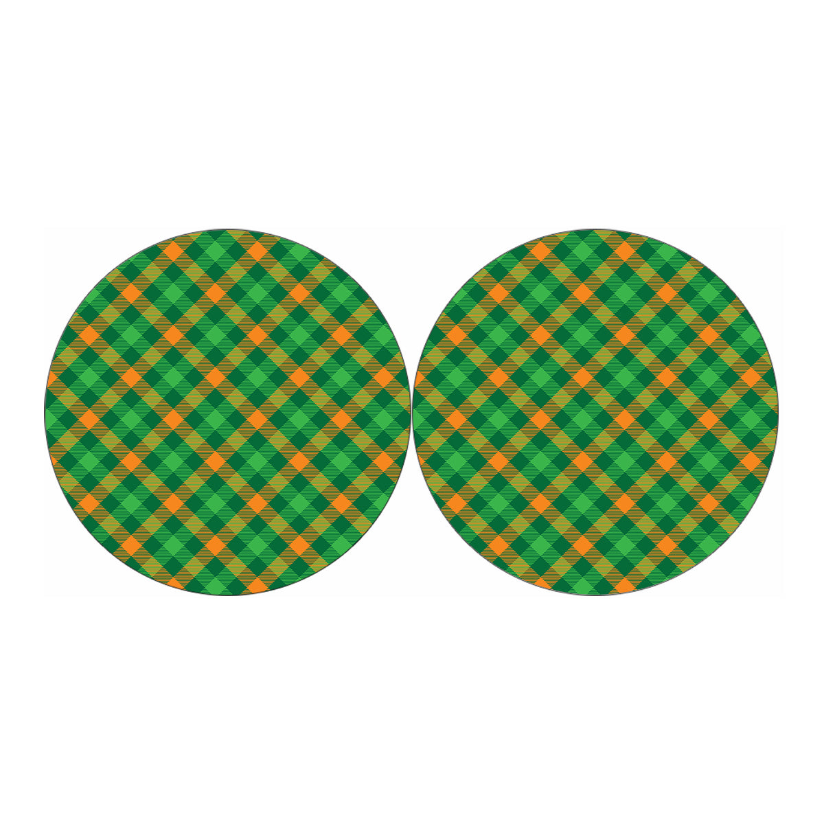 Green And Orange Buffalo Plaid Print Car Coasters