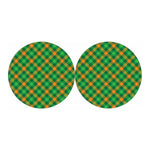 Green And Orange Buffalo Plaid Print Car Coasters