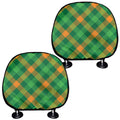 Green And Orange Buffalo Plaid Print Car Headrest Covers
