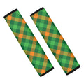 Green And Orange Buffalo Plaid Print Car Seat Belt Covers