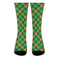 Green And Orange Buffalo Plaid Print Crew Socks