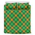 Green And Orange Buffalo Plaid Print Duvet Cover Bedding Set