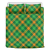 Green And Orange Buffalo Plaid Print Duvet Cover Bedding Set