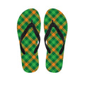 Green And Orange Buffalo Plaid Print Flip Flops