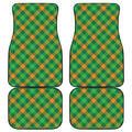 Green And Orange Buffalo Plaid Print Front and Back Car Floor Mats