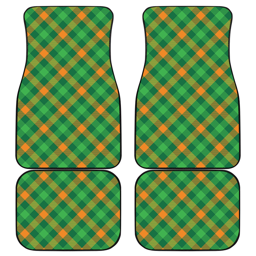 Green And Orange Buffalo Plaid Print Front and Back Car Floor Mats