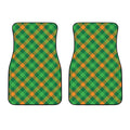 Green And Orange Buffalo Plaid Print Front Car Floor Mats