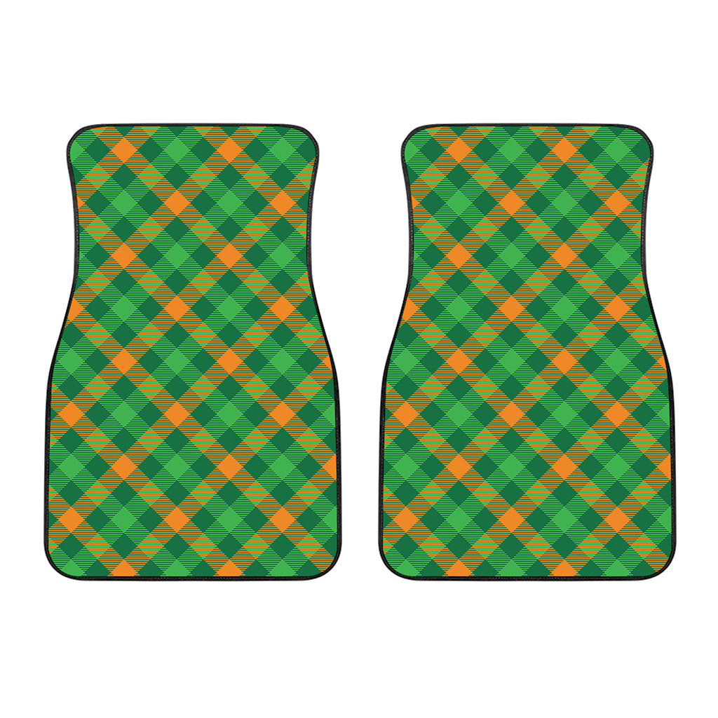 Green And Orange Buffalo Plaid Print Front Car Floor Mats
