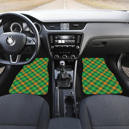 Green And Orange Buffalo Plaid Print Front Car Floor Mats