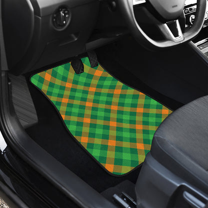 Green And Orange Buffalo Plaid Print Front Car Floor Mats