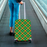 Green And Orange Buffalo Plaid Print Luggage Cover