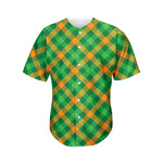 Green And Orange Buffalo Plaid Print Men's Baseball Jersey