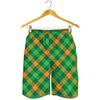 Green And Orange Buffalo Plaid Print Men's Shorts