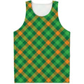 Green And Orange Buffalo Plaid Print Men's Tank Top