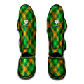 Green And Orange Buffalo Plaid Print Muay Thai Shin Guards