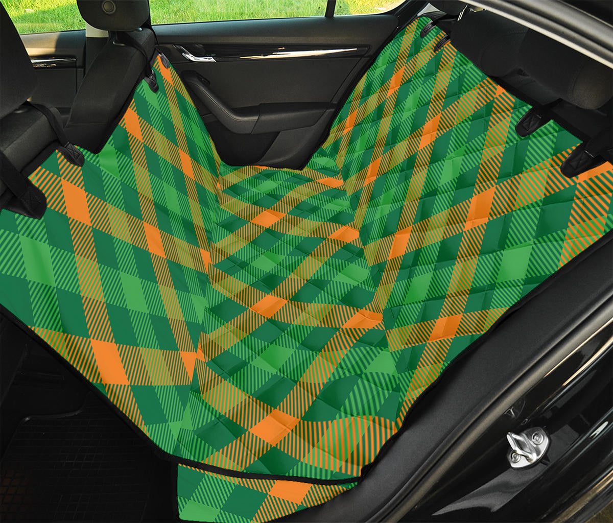 Green And Orange Buffalo Plaid Print Pet Car Back Seat Cover