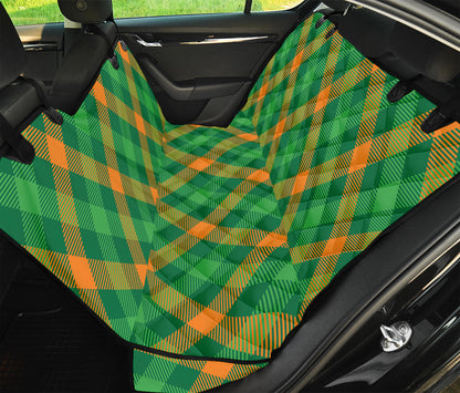Green And Orange Buffalo Plaid Print Pet Car Back Seat Cover