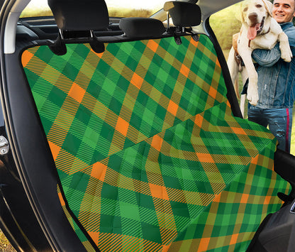 Green And Orange Buffalo Plaid Print Pet Car Back Seat Cover
