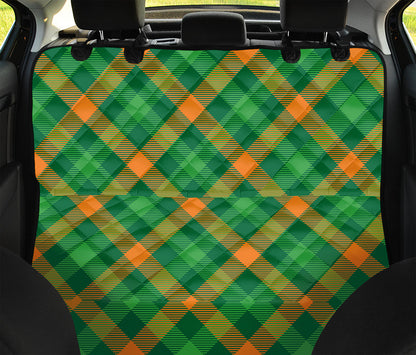 Green And Orange Buffalo Plaid Print Pet Car Back Seat Cover