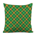 Green And Orange Buffalo Plaid Print Pillow Cover