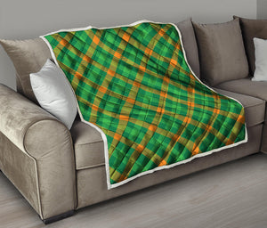 Green And Orange Buffalo Plaid Print Quilt