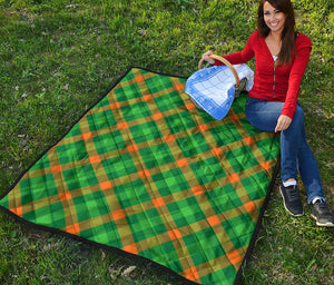 Green And Orange Buffalo Plaid Print Quilt