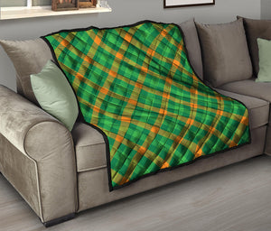 Green And Orange Buffalo Plaid Print Quilt