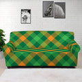 Green And Orange Buffalo Plaid Print Sofa Cover