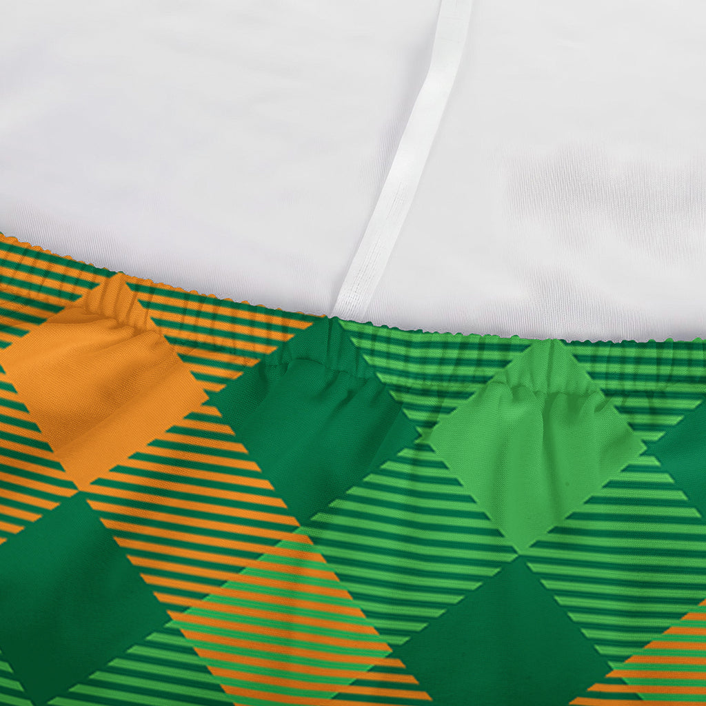 Green And Orange Buffalo Plaid Print Sofa Cover