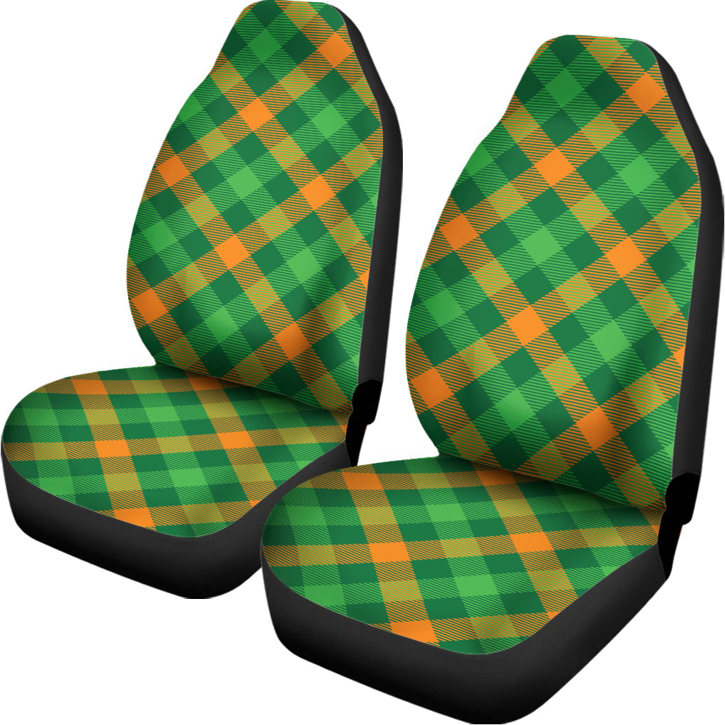 Green And Orange Buffalo Plaid Print Universal Fit Car Seat Covers