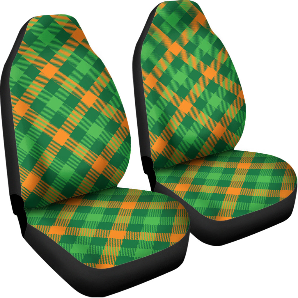 Green And Orange Buffalo Plaid Print Universal Fit Car Seat Covers