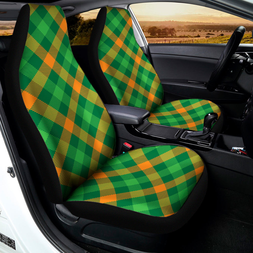 Green And Orange Buffalo Plaid Print Universal Fit Car Seat Covers