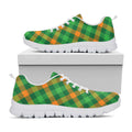 Green And Orange Buffalo Plaid Print White Running Shoes