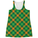 Green And Orange Buffalo Plaid Print Women's Racerback Tank Top