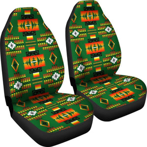 Green And Orange Native Universal Fit Car Seat Covers GearFrost