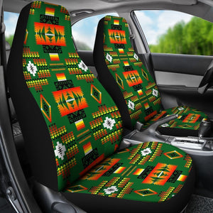 Green And Orange Native Universal Fit Car Seat Covers GearFrost